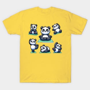 Cute panda doing yoga pose and exercise T-Shirt